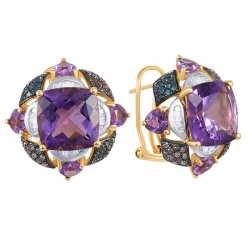 Серьги из золота с аметистом и бриллиантом (Арт.we01279k-4_dc_am_yg)