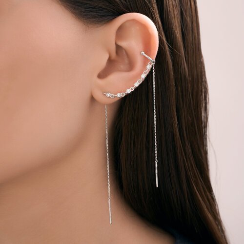 Серьга из серебра с фианитами (Арт.94170408)