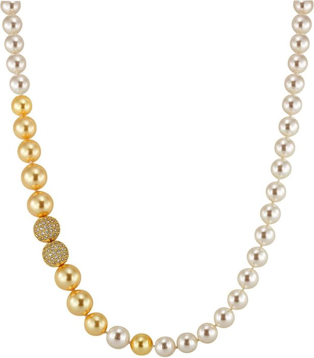 Ожерелье из серебра с жемчугом и куб. цирконием (Арт.1l-gk-6-2)