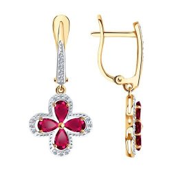 Серьги из золота с бриллиантами и рубинами (Арт.4020418)
