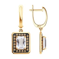Серьги золотые пробы 585 с горным хрусталем (Арт.51-321-02962-1)