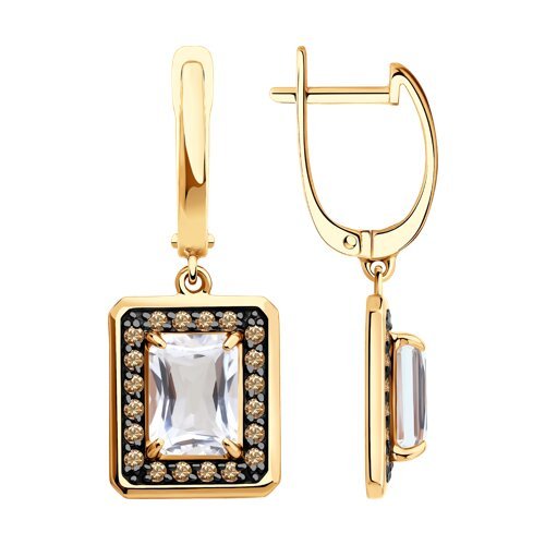 Серьги золотые пробы 585 с горным хрусталем (Арт.51-321-02962-1)