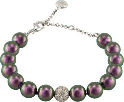 Браслет из серебра с жемчугом и кристаллом swarovski (Арт.5b-sk-19)