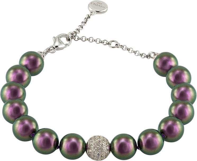 Браслет из серебра с жемчугом и кристаллом swarovski (Арт.5b-sk-19)