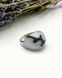 Кольцо Серебряные крылья (Арт.31sr000708c-2hs-12-96_koshachiiglaz_kubcirkonii)