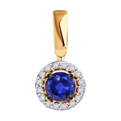 Кулон золотой с бриллиантами и сапфиром «Синий Луч» SOKOLOV (арт.51-230-01772-1)