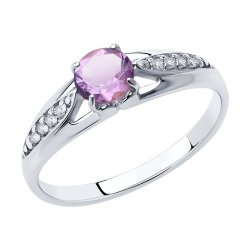 Кольцо из серебра с аметистом и фианитами (Арт.94-310-00498-1)