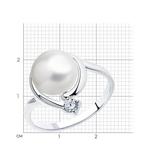 Кольцо из серебра с жемчугом и фианитом (Арт.94-310-01111-1)