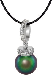 Кулон из серебра с жемчугом и кристаллом swarovski (Арт.abp-1-10-25-s)