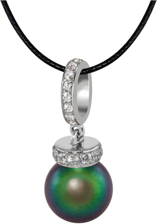 Кулон из серебра с жемчугом и кристаллом swarovski (Арт.abp-1-10-25-s)