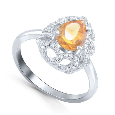 Кольцо Серебряные крылья (Арт.21knys1817-155_citrin_kubcirkonii_30)