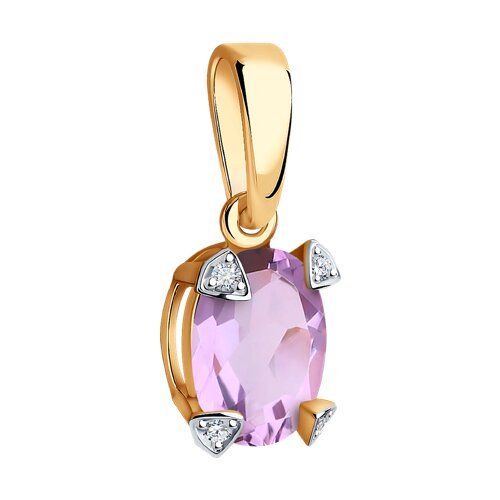 Подвеска золотая с аметистом и фианитами «Лавандовый Шарм» Соколов (арт.51-330-01968-4)