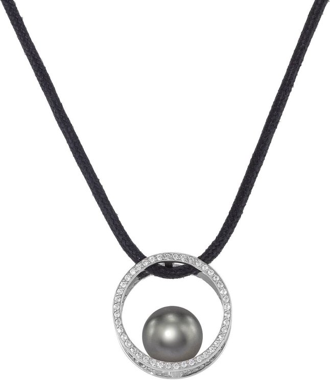 Кулон из серебра с жемчугом и кристаллом swarovski (Арт.ahp-1-10-31-s)