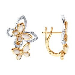 Серьги из золота с бриллиантами и эмалью (Арт.6029055)