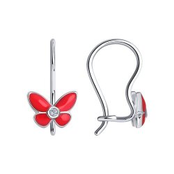 Серьги из серебра с эмалью с фианитами (Арт.94021968)