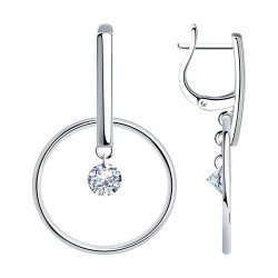 Серьги из серебра с фианитами (Арт.94024398)
