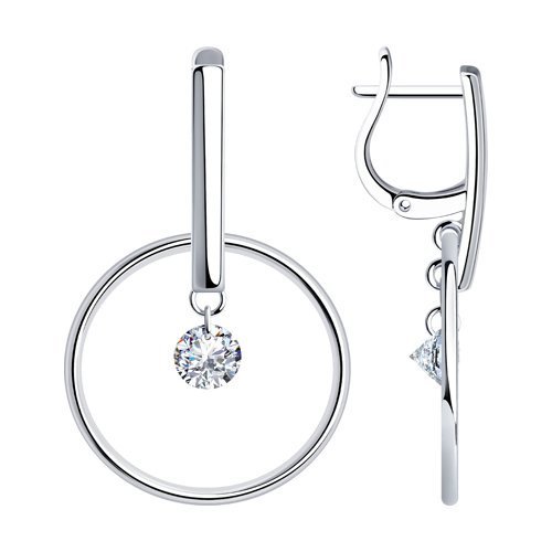 Серьги из серебра с фианитами (Арт.94024398)