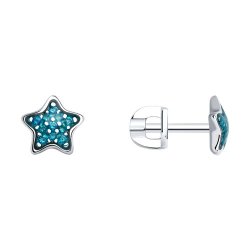 Серьги из серебра с фианитами и эмалью (Арт.94025632)
