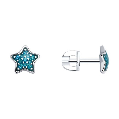 Серьги из серебра с фианитами и эмалью (Арт.94025632)