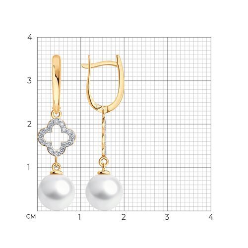 Серьги золотые пробы 585 с жемчугом (Арт.792473)