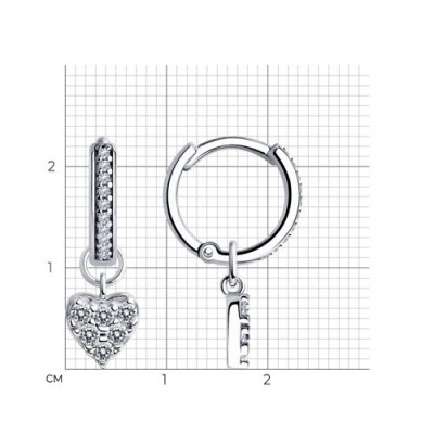 Серьги из серебра с фианитами «Сияющее сердце» Соколов (арт.94025964)