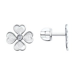Серьги из серебра с фианитами и эмалью (Арт.94026097)
