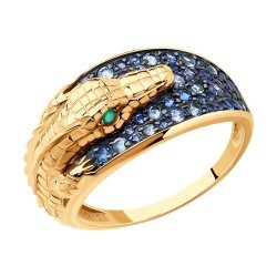 Кольцо золотое пробы 585 с миксом камней (Арт.716906)