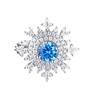 Брошь с фианитами «Снежная Королева» серебро 925 Fresh Jewelry (арт.CZ-Br02916-X-W-AQ-X-W)