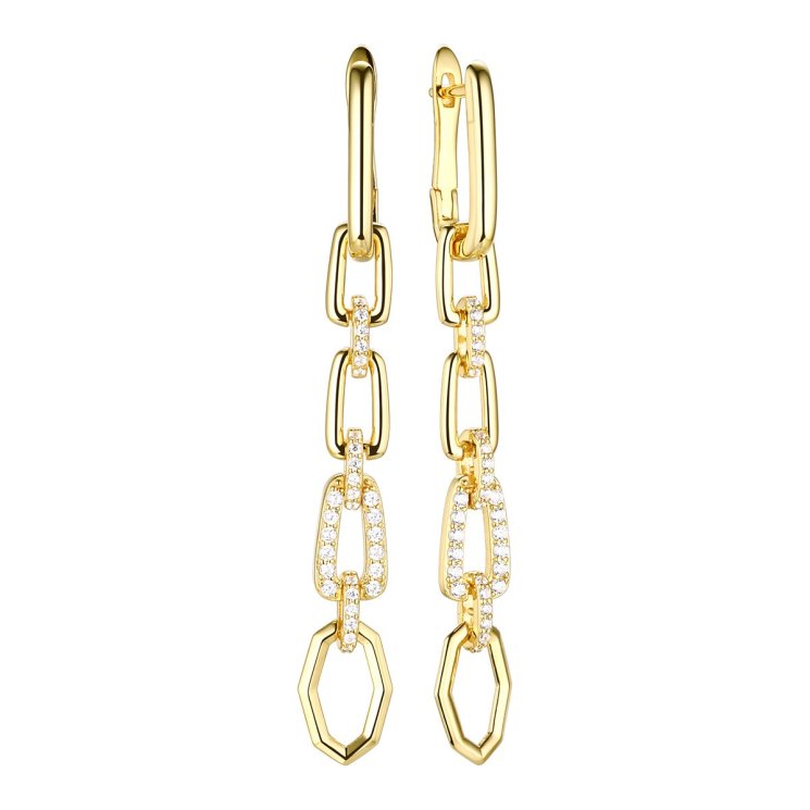 Серьги из серебра с фианитом (Арт.cz-e03375-x-l-x-x-w)