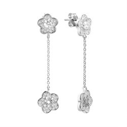Серьги из серебра с фианитом (Арт.cz-e05265-x-w-w-x-w)
