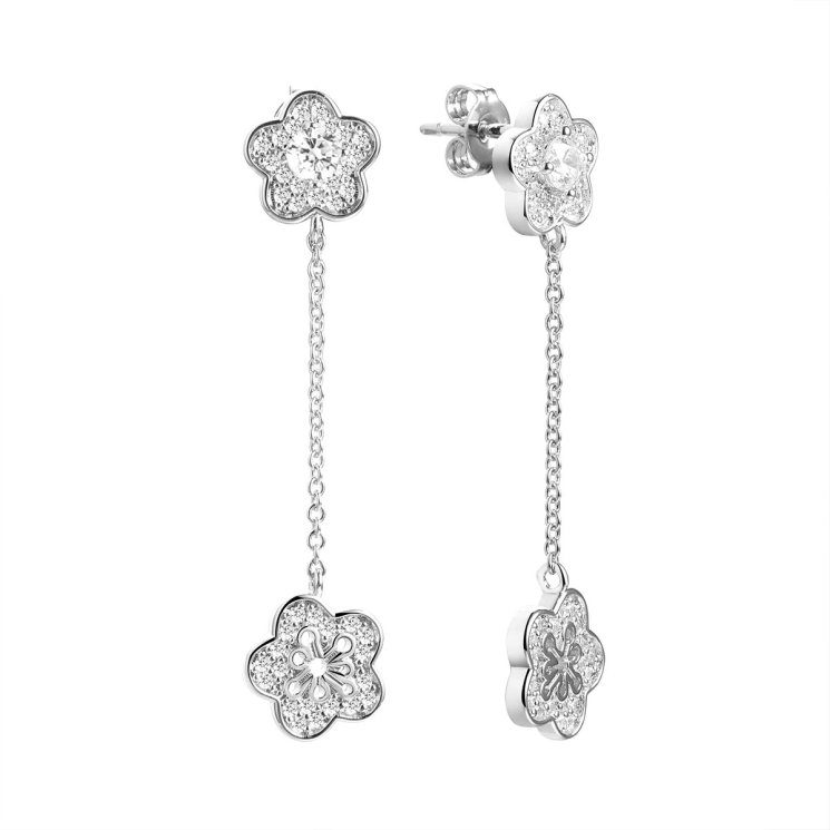Серьги из серебра с фианитом (Арт.cz-e05265-x-w-w-x-w)