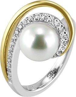 Кольцо с жемчугом и куб. цирконием «Magic Pearl Orbit» Breuning (арт.41043056C)