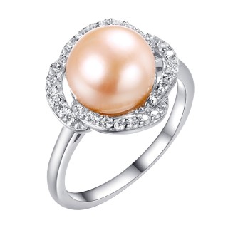 Кольцо серебряное с жемчугом и фианитом «Nautilus Glow» Fresh Jewelry (арт.PI-R00384-X-W-PNP-X-W)