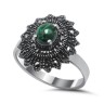 Кольцо серебряное с малахитом и марказитом «Крылья ночи» MyJewels (арт.2139)