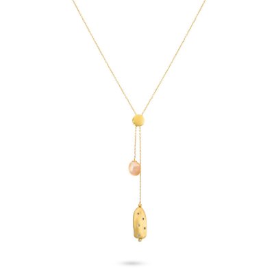 Ожерелье из серебра с жемчугом и куб. цирконием (Арт.rb-n361-3-x-l-pn-x-w)