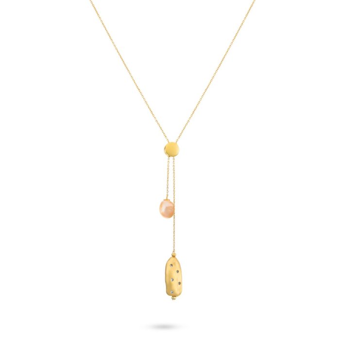 Ожерелье из серебра с жемчугом и куб. цирконием (Арт.rb-n361-3-x-l-pn-x-w)