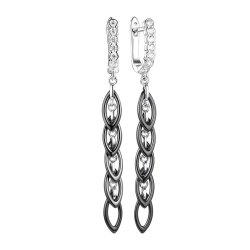 Серьги из серебра с керамикой и фианитом (Арт.tc-e00961-b-w-x-x-w)
