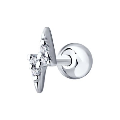 Серьга из серебра с фианитами «Снежный Крестик» SOKOLOV (арт.94170260)
