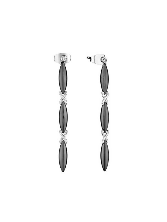 Серьги из серебра с керамикой и фианитом (Арт.tc-e01826-b-w-w-x-x)