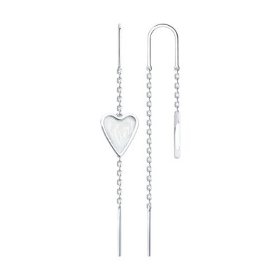 Серьги из серебра с эмалью «Сердце нити любви» SOKOLOV (арт.94-123-00089-1)