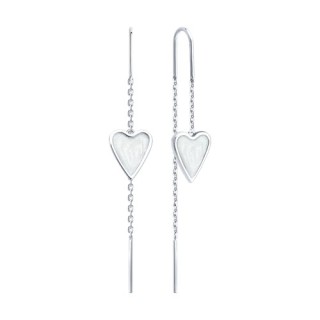 Серьги из серебра с эмалью «Сердце нити любви» SOKOLOV (арт.94-123-00089-1)