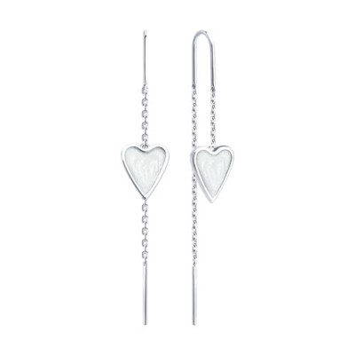Серьги из серебра с эмалью «Сердце нити любви» SOKOLOV (арт.94-123-00089-1)