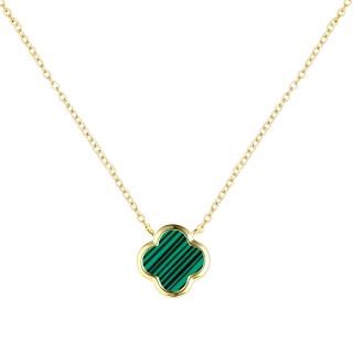 Ожерелье с малахитом «Lucky Clover» из серебра 925, Fresh Jewelry (арт.TC-N02153-X-L-Mal-X-X)