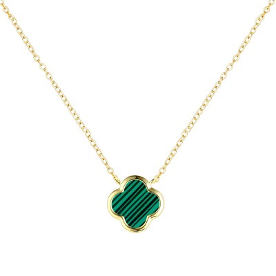Ожерелье с малахитом «Lucky Clover» из серебра 925, Fresh Jewelry (арт.TC-N02153-X-L-Mal-X-X)