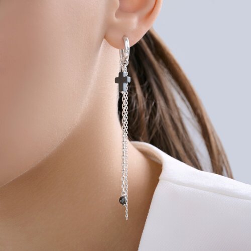 Серьги из серебра с гематитом (Арт.94-321-00033-1)