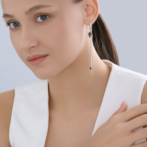 Серьги из серебра с гематитом (Арт.94-321-00033-1)