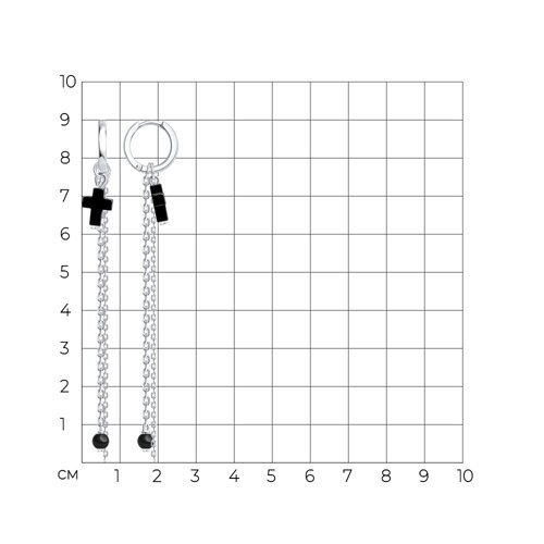 Серьги из серебра с гематитом (Арт.94-321-00033-1)
