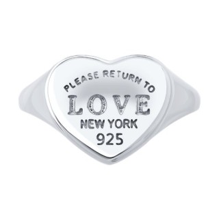 Кольцо из серебра с гравировкой «Please Return To Love» NEW YORK, Соколов (арт.94014419)