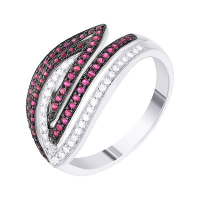 Кольцо из белого золота с бриллиантом и рубином (Арт.mr4804_ru_wg)