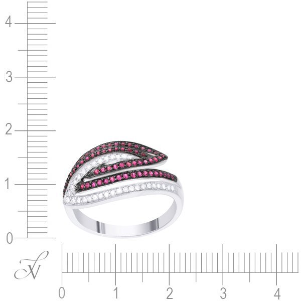 Кольцо из белого золота с бриллиантом и рубином (Арт.mr4804_ru_wg)